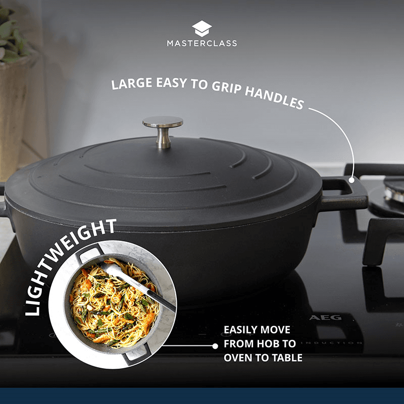Cast Aluminium Casserole Dish, 5L, Black