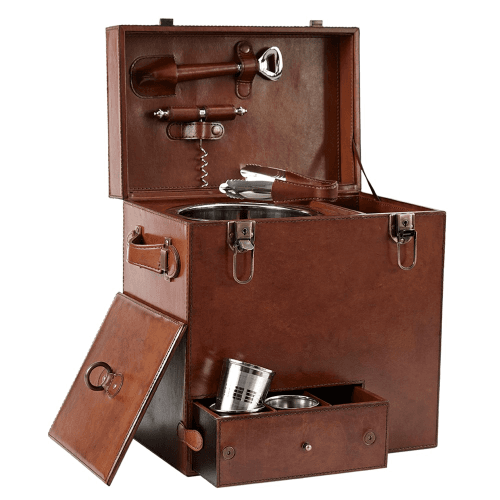 Image showing the Brown Leather Drinks Box, Incl. Ice Bucket product.