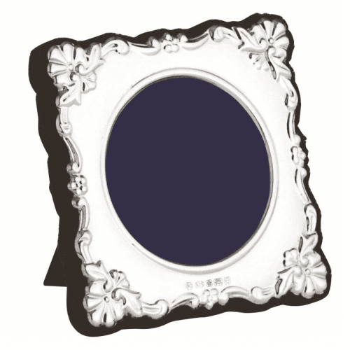 Image showing the British Antique Photograph frame, 2 x 2", sterling silver with blue velvet back product.