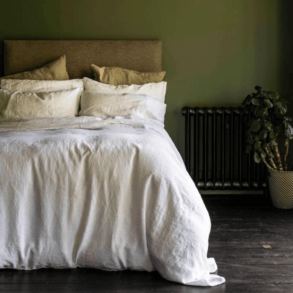 White Linen Duvet Cover, King