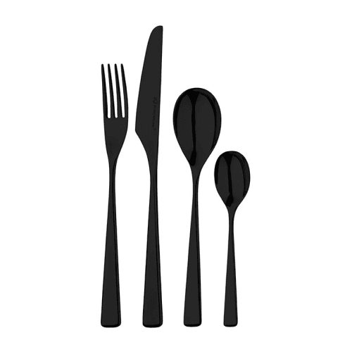 Image showing the Tilia 24 Piece Cutlery Set, Black Mirror Finish product.