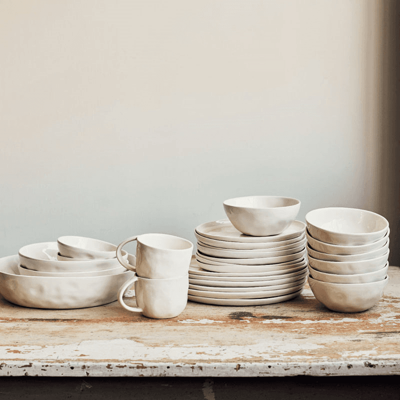 Handcrafted Serving Bowl Set, Milk