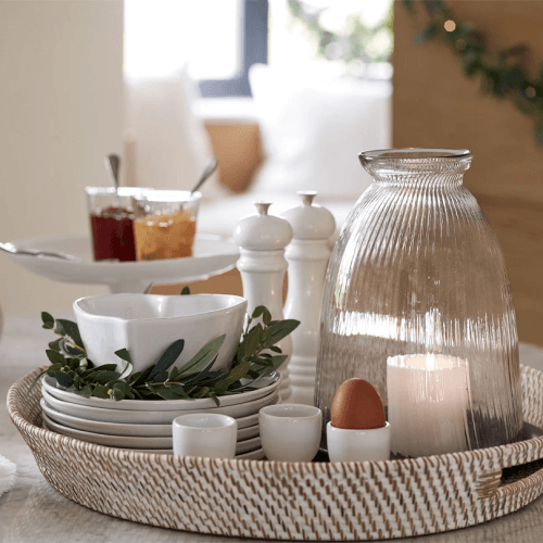 Image showing the Oversized Round Whitewashed Tray, D50cm, White product.