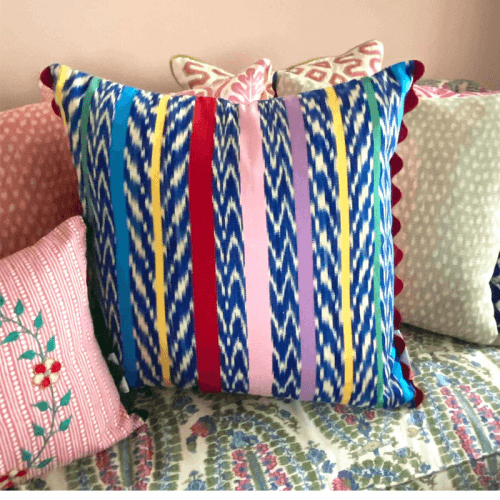 Image showing the Gloria Cushion, 57 x 57cm, Blue Multi product.