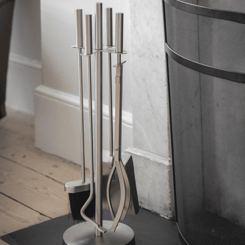 Image showing the Ebrington Fireside Tool Set, Silver product.