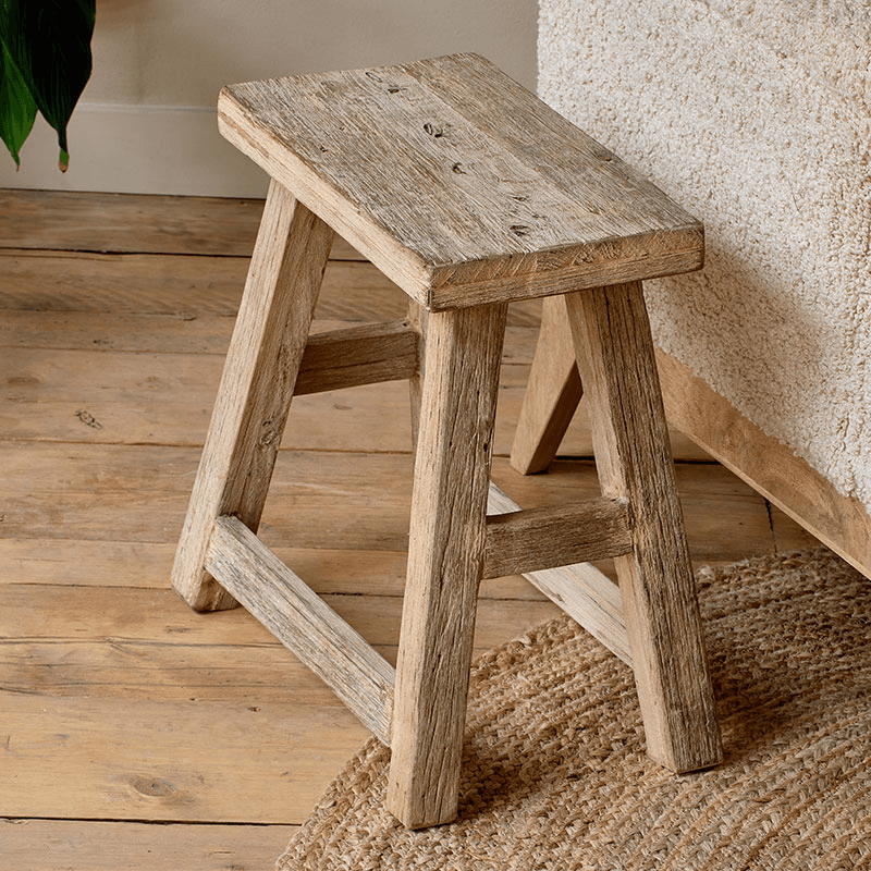 Ibo Reclaimed Wood Low Stool, Natural