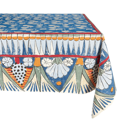 Image showing the Faiza Tablecloth, 215 x 350cm, Blue/Green product.
