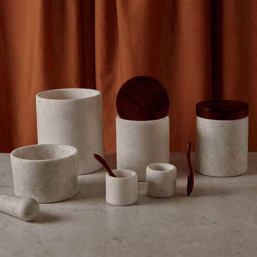 Image showing the Mandalay Set of 2 Pinch Pots, D7cm, Marble product.