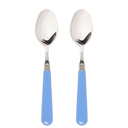 Image showing the Set of 2 Dessert Spoons, Sky Blue product.