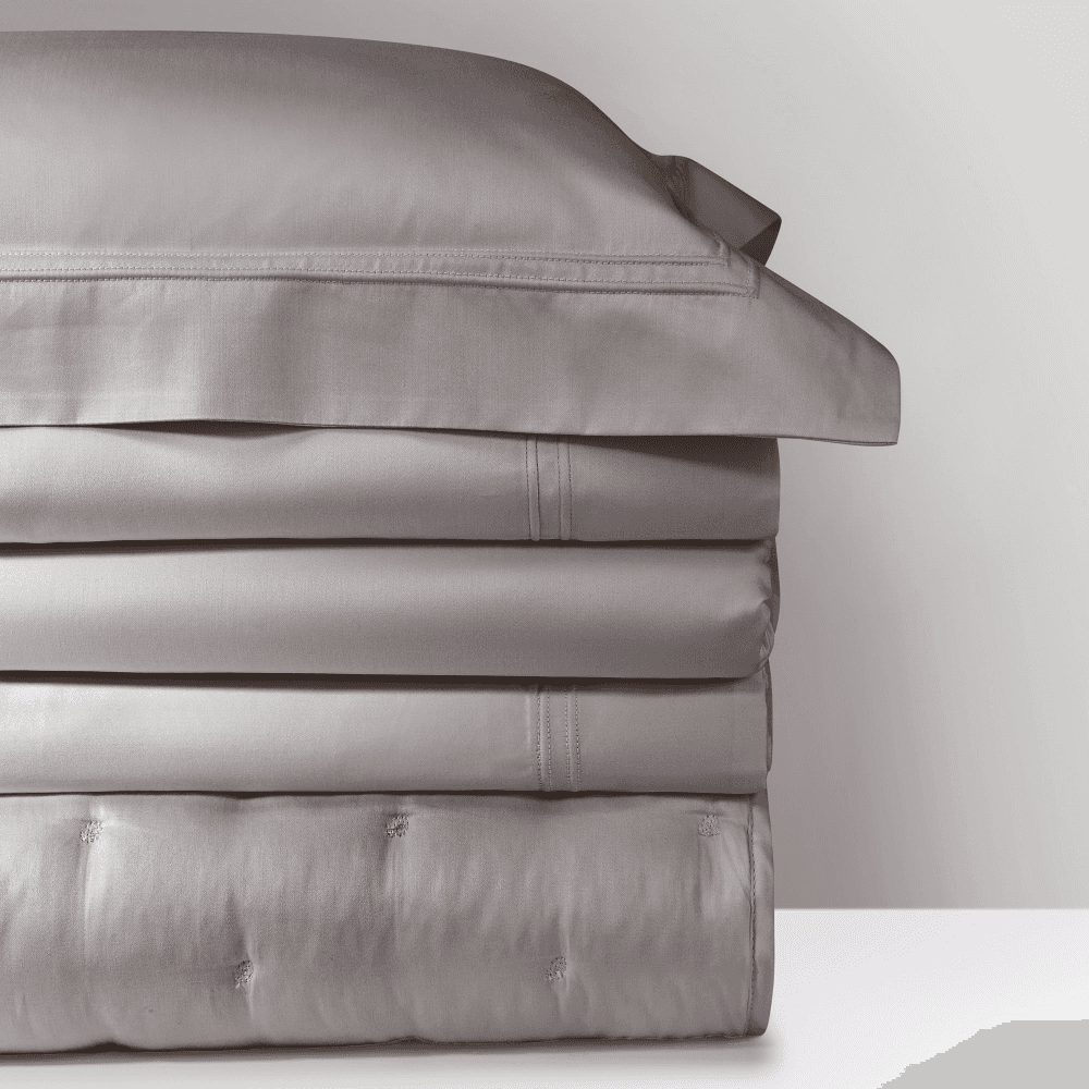 Triomphe - 300 Thread Count Cotton Sateen King fitted sheet, 150 x 200cm, Platine