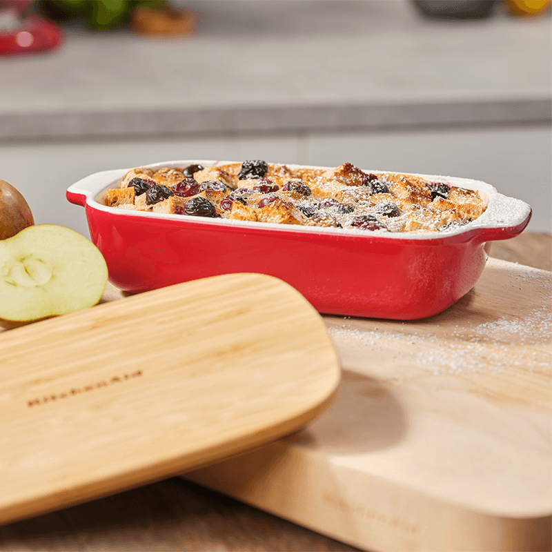 Stoneware Dish with Bamboo Lid, 32cm, Empire Red