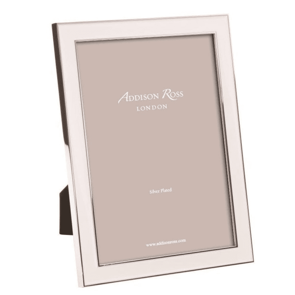 Enamel Range Photograph frame, 8 x 10" with 15mm border, White With Silver Plate