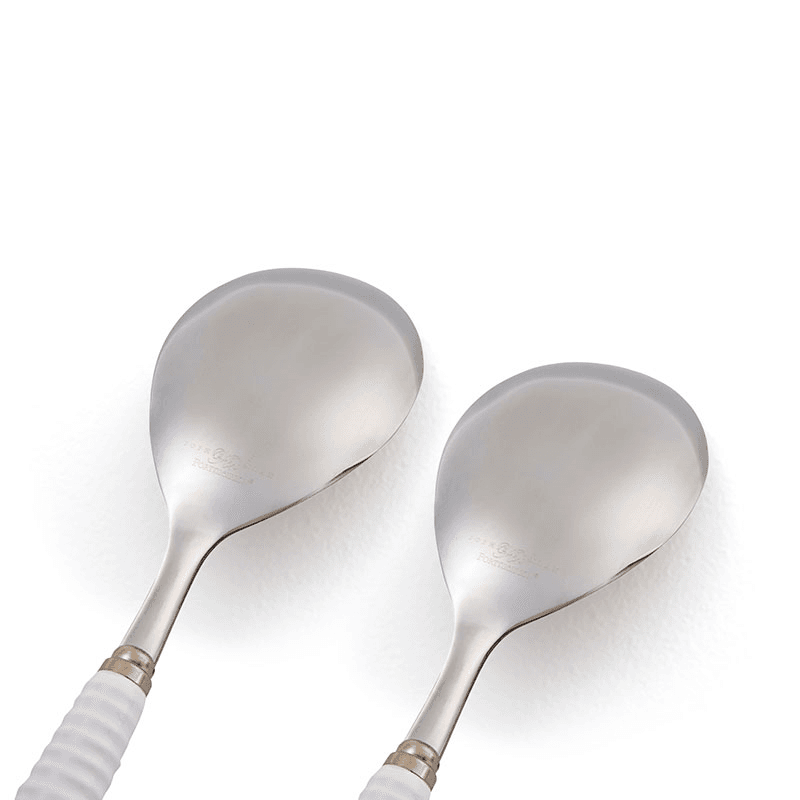 Pair of Salad Servers, White/Silver