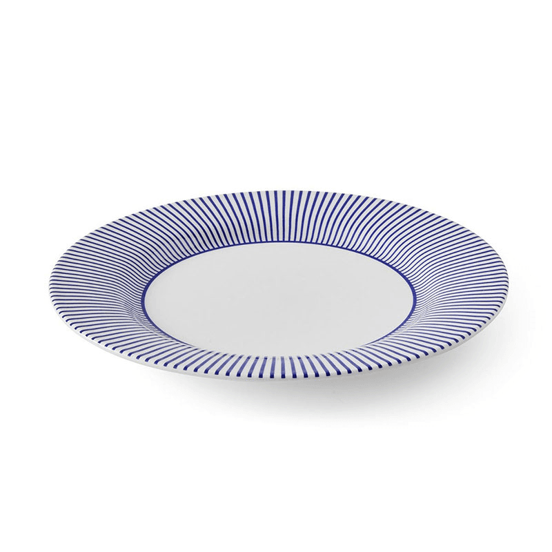 Stecatto Set of 4 Dinner Plates, D28cm, White and Blue