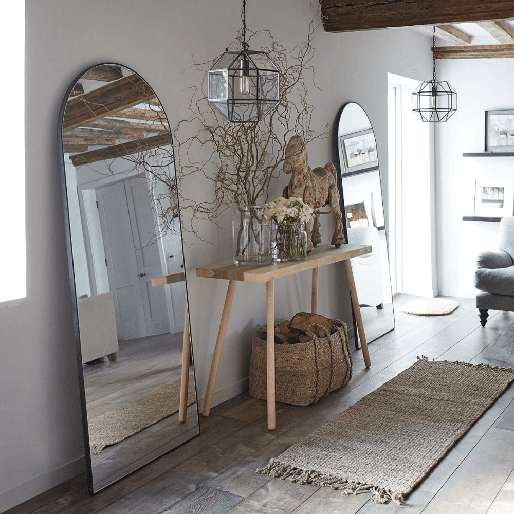 Chiltern Thin Metal Arch Mirror, 79 x 187cm, Black