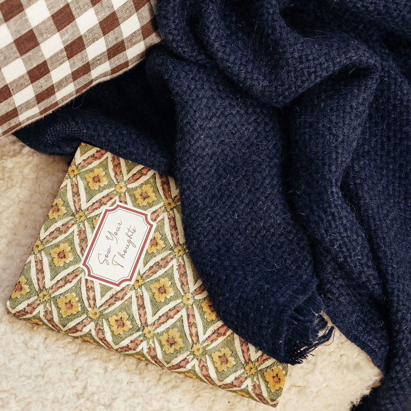 Alpaca Basketweave Throw, 130 x 180cm, Navy