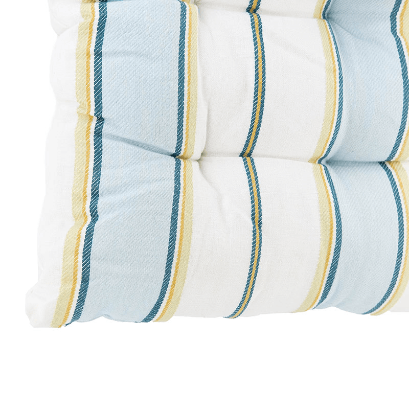 Buff Square Seat Pad, 40 x 40cm, Blue Stripe