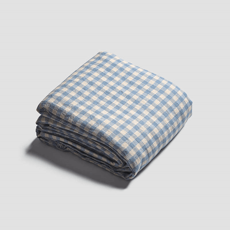 Gingham King Size Duvet Cover, Warm Blue