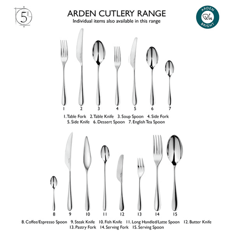 Arden Bright 7 piece place setting, stainless steel