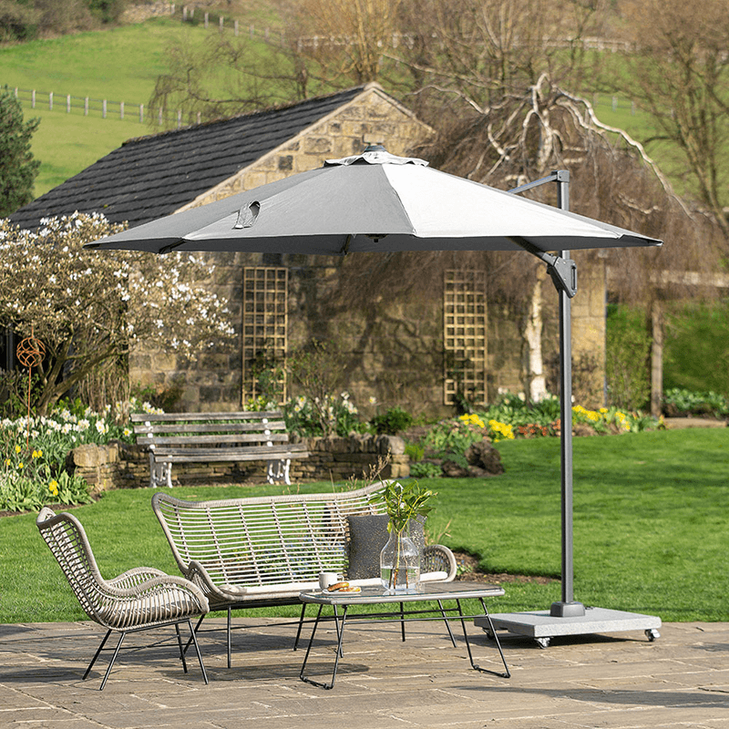 Voyager T1 Round Parasol, 3m, Luna Grey