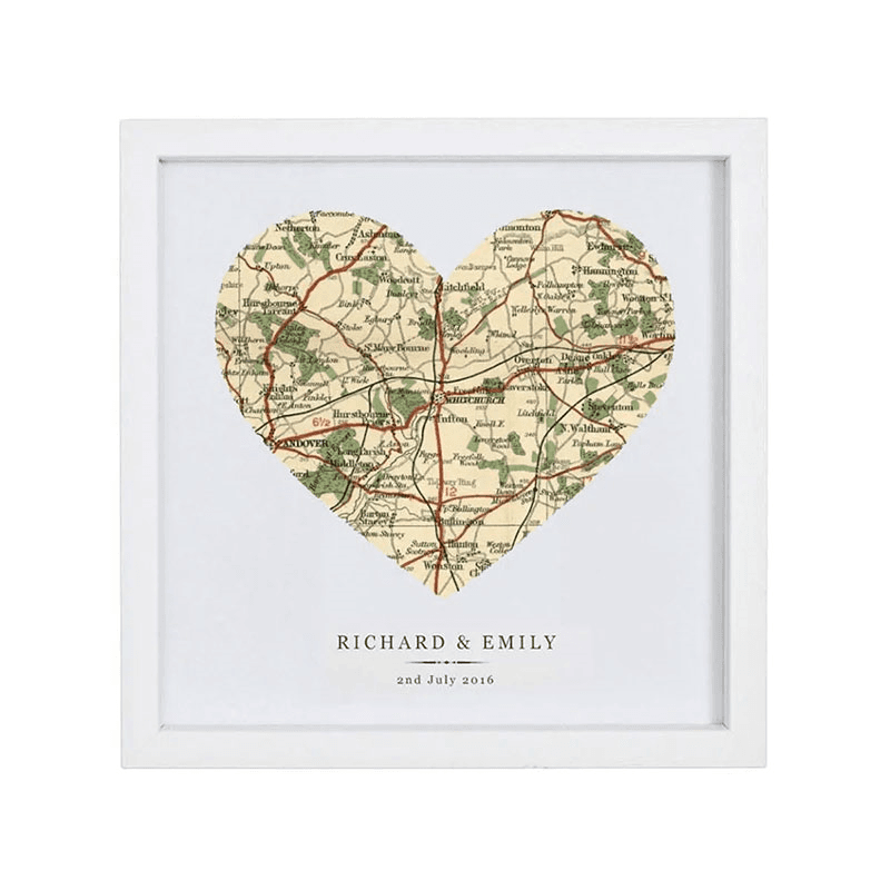 Personalised Heart Print Voucher, 30 x 30cm, White Frame