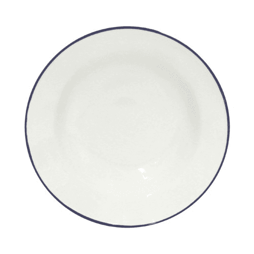 Image showing the Beja Set of 6 soup/pasta plates, 21cm, white with blue rim product.