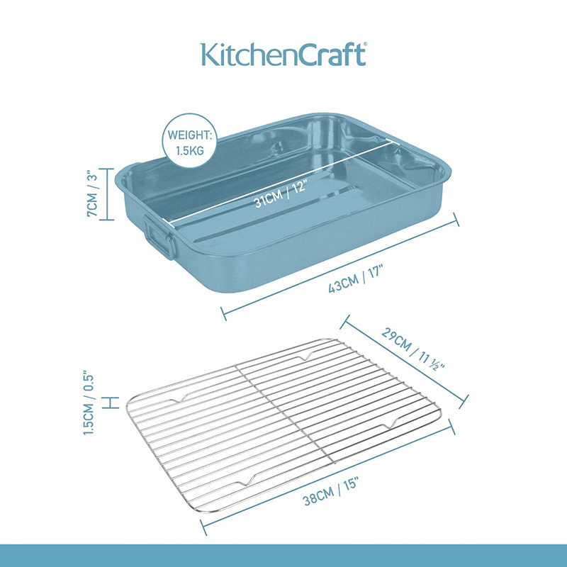 Large roaster and rack, 42 x 32cm, Stainless Steel