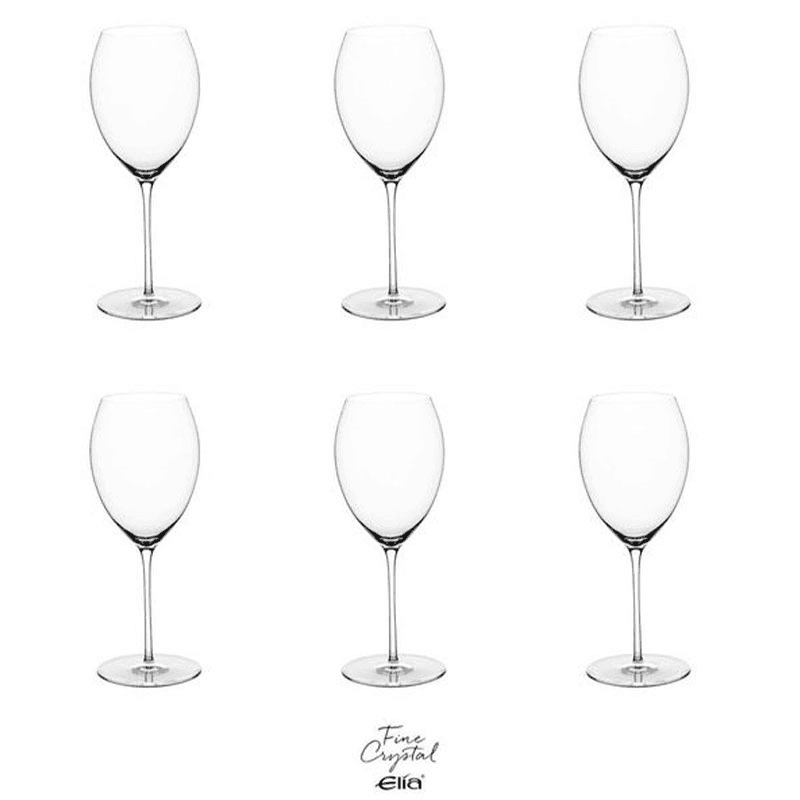Liana Set of 6 Crystal White Wine Glasses, 380ml, Clear