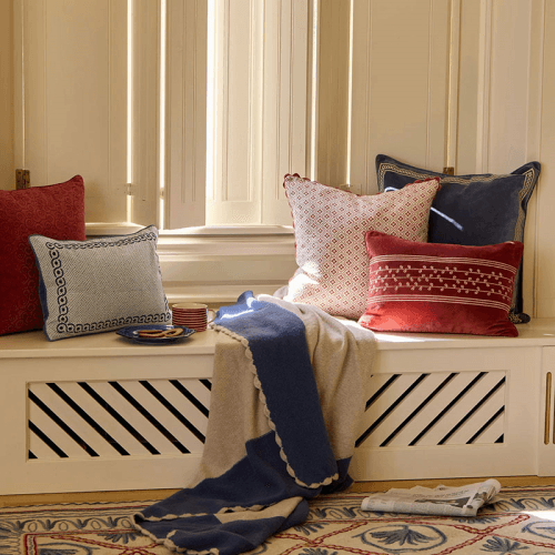 Image showing the Finestra Print Cushion, 50 x 50cm, Pink product.