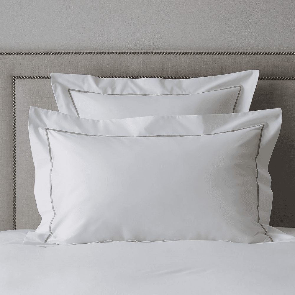 Savoy - 400 Thread Count Egyptian Cotton Oxford pillowcase, 50 x 75cm, White/Silver