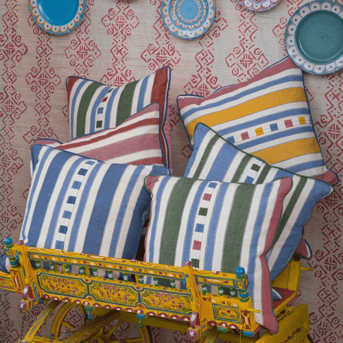 Image showing the Raya Cushion, 50 x 50cm, Blue Yellow product.