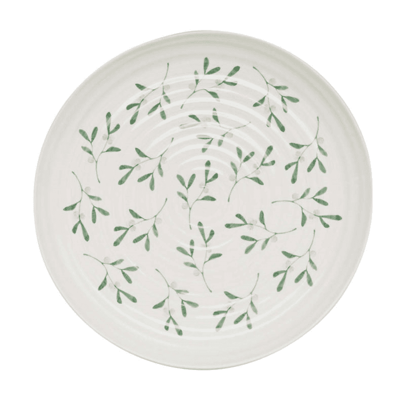 Mistletoe Round Platter, D30cm, White/Green