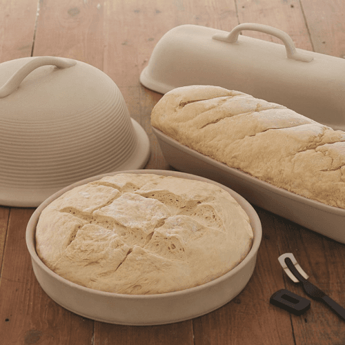 Image showing the Round stoneware bread baking cloche product.