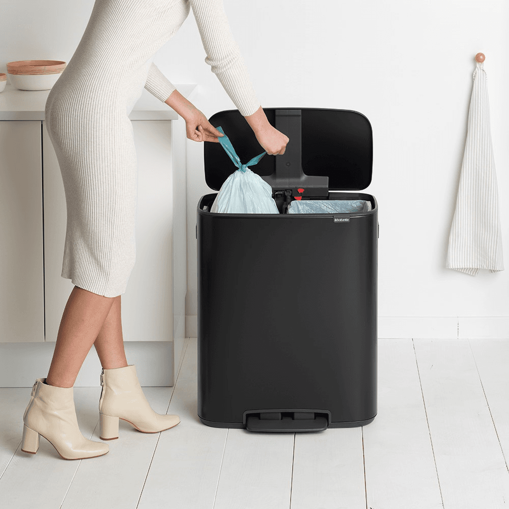 Bo Pedal bin, 2 x 30L, Matt Black