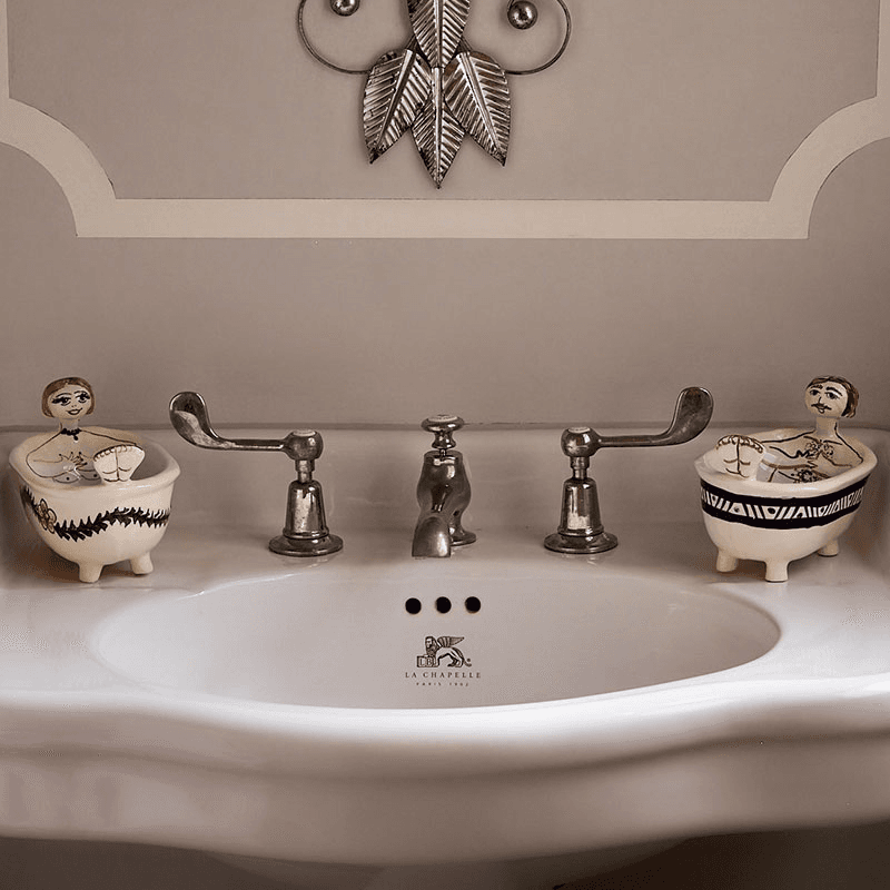 Michelangelo & Bianca Pair of Soap Dishes, W7 x H16cm, Multi