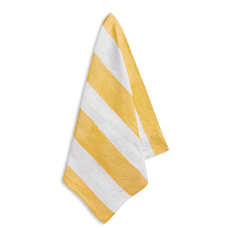 Stripe Linen Napkin, 50cm x 50cm, Lemon Yellow