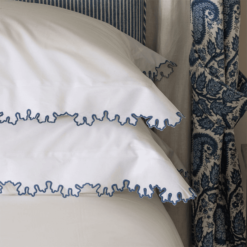 Thea Scalloped Oxford Pillowcase, Standard, Denim