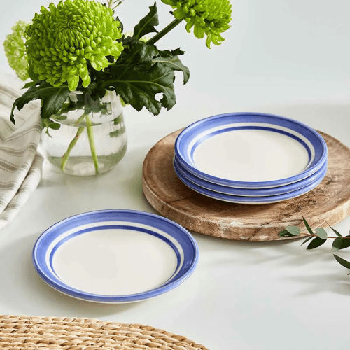 Image showing the Potter's Stripe Set of 4 Bread Plates, D15cm, Blue product.