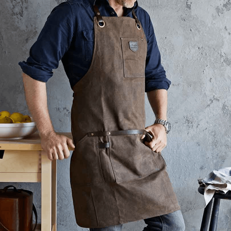 Waxed Canvas Apron, Tobacco Brown