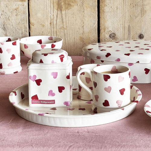 Image showing the Pink Hearts Dome Lid Wavy Caddy, 10cm x 10cm x 11cm product.