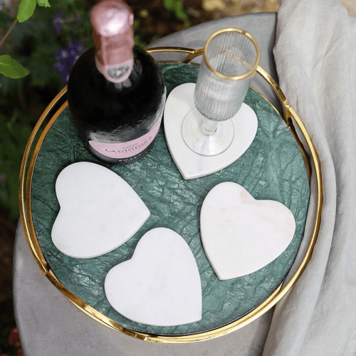 Image showing the Marble Set of 4 Coasters, D10cm, White product.