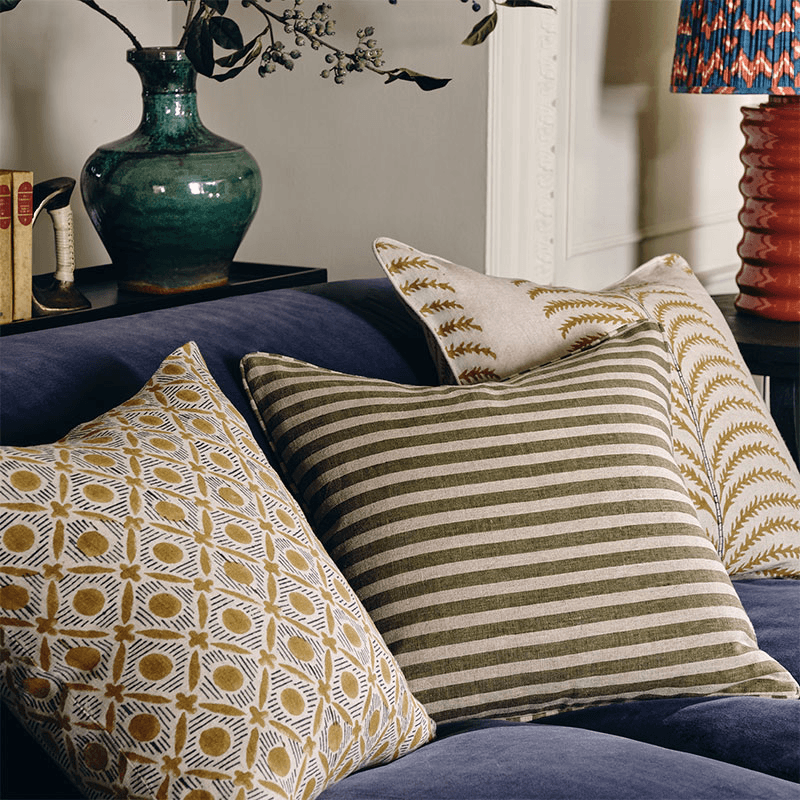 Areca Cushion Cover, 56 x 56cm, Mustard