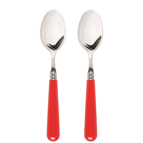Image showing the Set of 2 Dessert Spoons, Classic Red product.