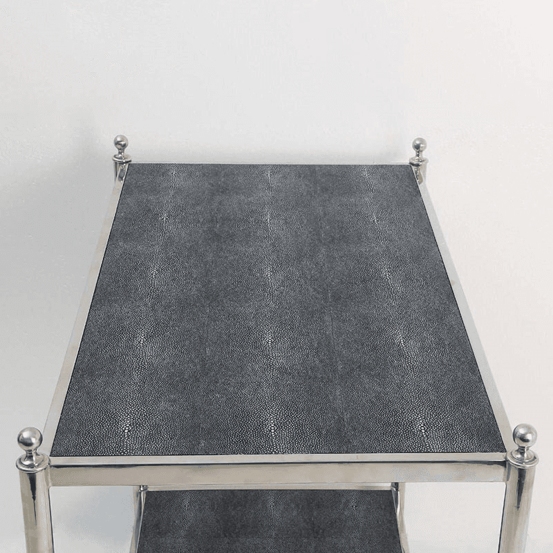Cliveden Drinks Trolley, Charcoal Shagreen