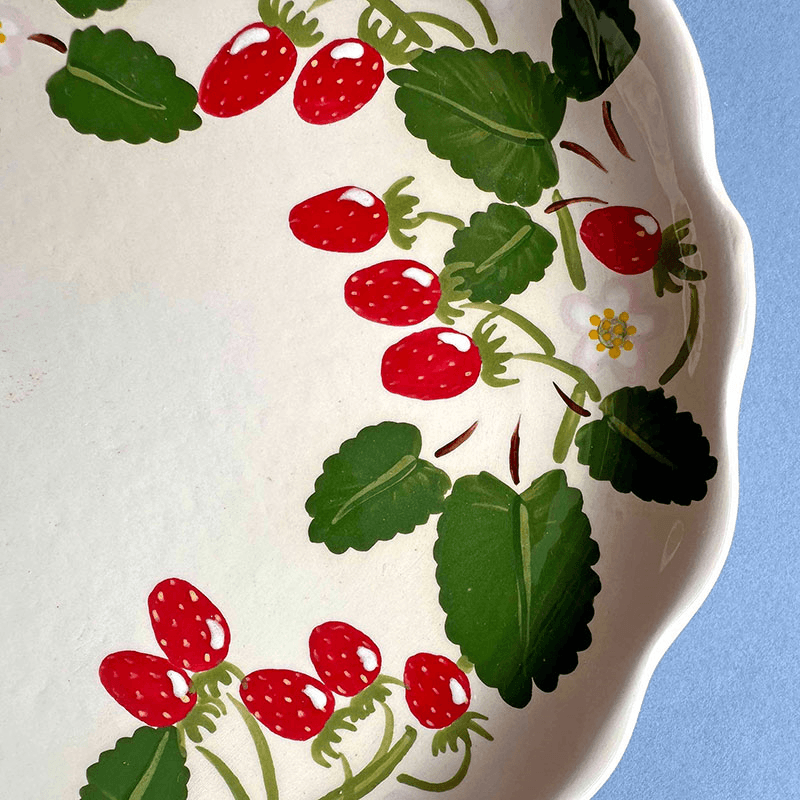 Minnie-Mae Studio Woodland Strawberry Serving Platter, 27cm x 21cm, Multi