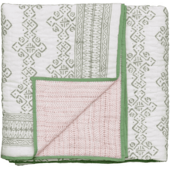 Mali Star Double Quilt, 225 x 225cm, Green/Pink