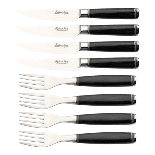 Image showing the Katana Saya Pakkawood 8 Pce Steak Knife & Fork Set product.