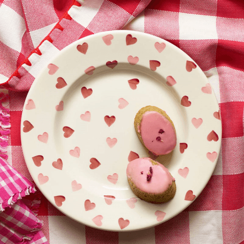 Image showing the Pink Hearts Plate, D27cm, Cream product.
