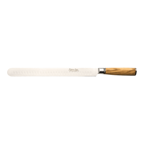 Image showing the Katana Saya Olive Wood Ham Slicer, 30cm Damascus Blade product.