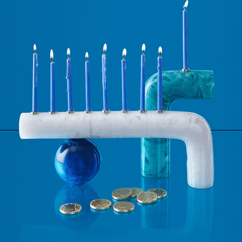 Image showing the Mustique Menorah, 37cm, Blue product.